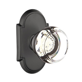 Emtek 8208-GT-US19 Georgetown Crystal Door Knob Privacy Set With #8 Rosette Flat Black