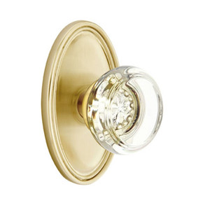 Emtek 8220-GT-US4 Georgetown Crystal Door Knob Privacy Set With Oval Rosette Satin Brass