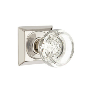 Emtek 8231-GT-US14 Georgetown Crystal Door Knob Privacy Set With Quincy Rosette Polished Nickel