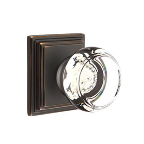 Emtek 8261-GT-US10B Georgetown Crystal Door Knob Privacy Set With Wilshire Rosette Oil Rubbed Bronze