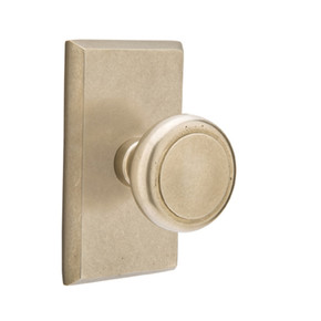 Emtek 7204-BU-TWB Butte Sandcast Bronze Door Knob Privacy Set With #3 Rosette Tumbled White Bronze