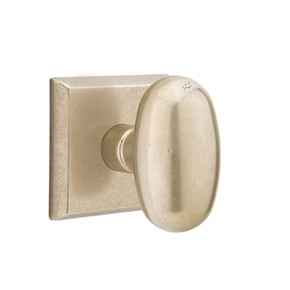 Emtek 7061-BZEG-TWB Egg Sandcast Bronze Door Knob Dummy Set With #6 Rosette Tumbled White Bronze