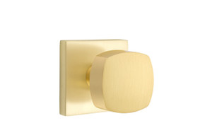 Emtek 5110-FRK-US4 Freestone Door Knob Passage Set With Square Rosette Satin Brass