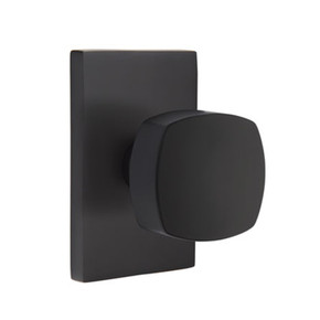 Emtek 5112-FRK-US19 Freestone Door Knob Passage Set With Modern Rectangular Rosette Flat Black
