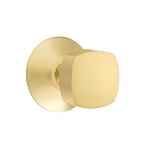 Emtek 5207-FRK-US4 Freestone Door Knob Privacy Set With Modern Rosette Satin Brass