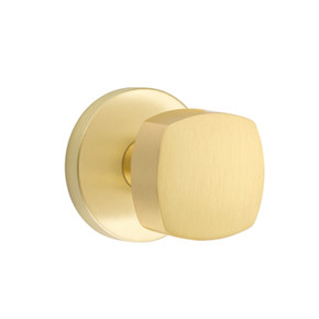 Emtek 5209-FRK-US4 Freestone Door Knob Privacy Set With Disk Rosette Satin Brass