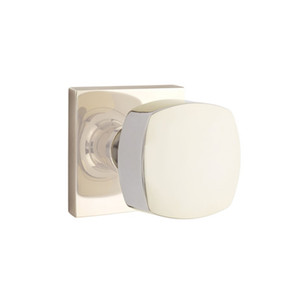 Emtek 5050-FRK-US14 Freestone Door Knob Dummy Set With Square Rosette Polished Nickel