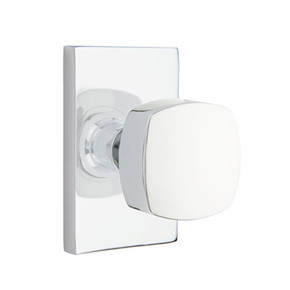 Emtek 5052-FRK-US26 Freestone Door Knob Dummy Set With Modern Rectangular Rosette Polished Chrome