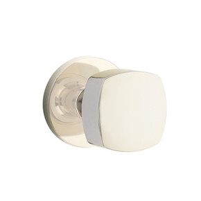 Emtek 5059-FRK-US14 Freestone Door Knob Dummy Set With Disk Rosette Polished Nickel