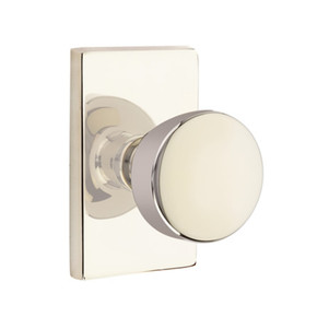 Emtek 5052-LAU-US14 Laurent Door Knob Dummy Set With Modern Rectangular Rosette Polished Nickel