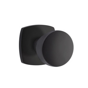 Emtek 5306-LAU-US19 Laurent Door Knob Dummy Set With Urban Modern Rosette Flat Black