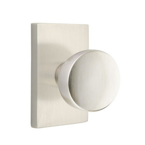 Emtek 5112-LAU-US15 Laurent Door Knob Passage Set With Modern Rectangular Rosette Satin Nickel