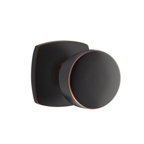 Emtek 5326-LAU-US10B Laurent Door Knob Privacy Set With Urban Modern Rosette Oil Rubbed Bronze