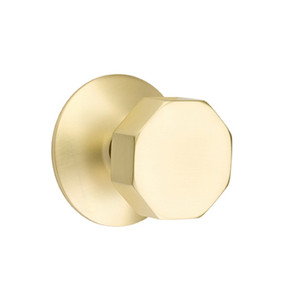 Emtek 5057-OCT-US4 Octagon Door Knob Dummy Set With Modern Rosette Satin Brass