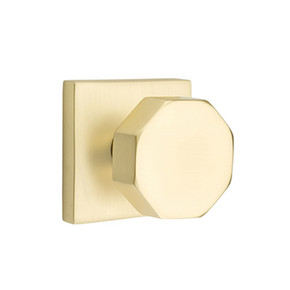Emtek 5110-OCT-US4 Octagon Door Knob Passage Set With Square Rosette Satin Brass