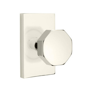 Emtek 5212-OCT-US14 Octagon Door Knob Privacy Set With Modern Rectangular Rosette Polished Nickel