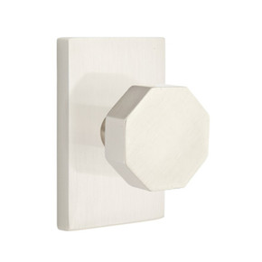 Emtek 5212-OCT-US15 Octagon Door Knob Privacy Set With Modern Rectangular Rosette Satin Nickel