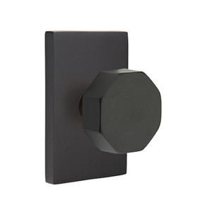 Emtek 5212-OCT-US19 Octagon Door Knob Privacy Set With Modern Rectangular Rosette Flat Black