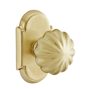 Emtek 8058-MN-US4 Melon Door Knob Dummy Set With #8 Rosette Satin Brass
