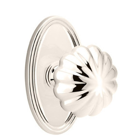 Emtek 8520-MN-US14 Melon Door Knob Dummy Set With Oval Rosette Polished Nickel
