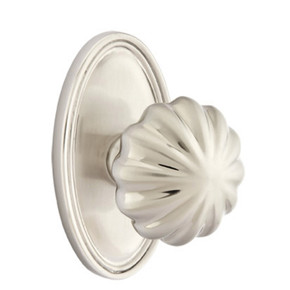 Emtek 8520-MN-US15 Melon Door Knob Dummy Set With Oval Rosette Satin Nickel