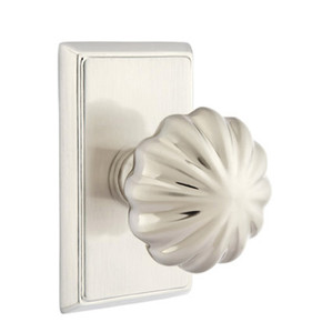 Emtek 8521-MN-US15 Melon Door Knob Dummy Set With Rectangular Rosette Satin Nickel