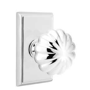 Emtek 8521-MN-US26 Melon Door Knob Dummy Set With Rectangular Rosette Polished Chrome