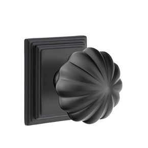 Emtek 8561-MN-US19 Melon Door Knob Dummy Set With Wilshire Rosette Flat Black