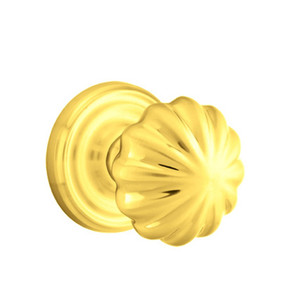 Emtek 8100-MN-US3 Melon Door Knob Passage Set With Regular Rosette Polished Brass