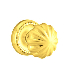 Emtek 8101-MN-US3 Melon Door Knob Passage Set With Rope Rosette Polished Brass