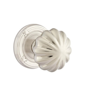Emtek 8107-MN-US15 Melon Door Knob Passage Set With Ribbon & Reed Rosette Satin Nickel