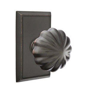 Emtek 8121-MN-US10B Melon Door Knob Passage Set With Rectangular Rosette Oil Rubbed Bronze