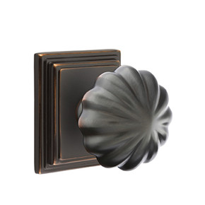 Emtek 8161-MN-US10B Melon Door Knob Passage Set With Wilshire Rosette Oil Rubbed Bronze
