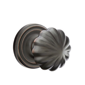 Emtek 8200-MN-US10B Melon Door Knob Privacy Set With Regular Rosette Oil Rubbed Bronze