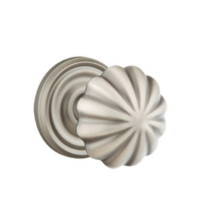 Emtek 8200-MN-US15A Melon Door Knob Privacy Set With Regular Rosette Pewter