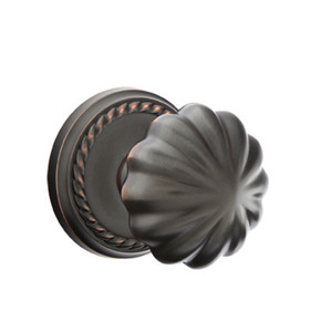 Emtek 8201-MN-US10B Melon Door Knob Privacy Set With Rope Rosette Oil Rubbed Bronze