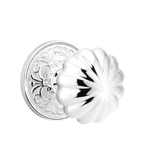 Emtek 8206-MN-US26 Melon Door Knob Privacy Set With Lancaster Rosette Polished Chrome