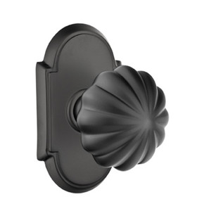 Emtek 8208-MN-US19 Melon Door Knob Privacy Set With #8 Rosette Flat Black