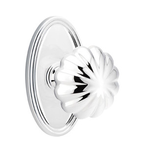 Emtek 8220-MN-US26 Melon Door Knob Privacy Set With Oval Rosette Polished Chrome