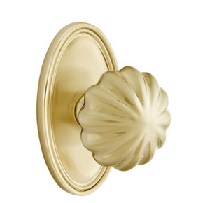 Emtek 8220-MN-US4 Melon Door Knob Privacy Set With Oval Rosette Satin Brass