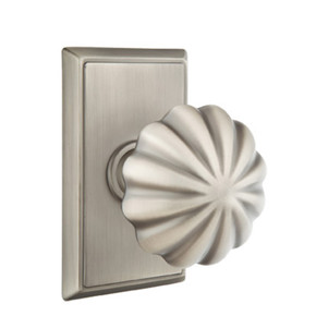 Emtek 8221-MN-US15A Melon Door Knob Privacy Set With Rectangular Rosette Pewter
