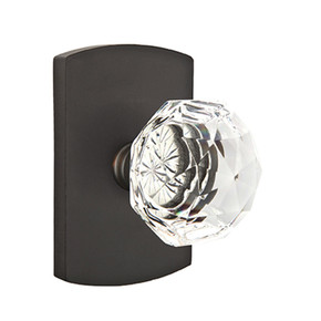 Emtek 7050-CK-FB Diamond Crystal Door Knob Dummy Set With Sandcast Bronze #4 Rosette Flat Black