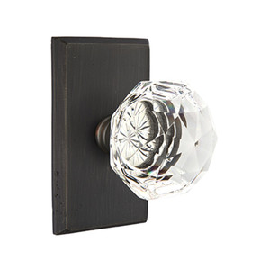 Emtek 7054-CK-MB Diamond Crystal Door Knob Dummy Set With Sandcast Bronze #3 Rosette Medium Bronze