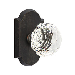 Emtek 7058-CK-MB Diamond Crystal Door Knob Dummy Set With Sandcast Bronze #1 Rosette Medium Bronze