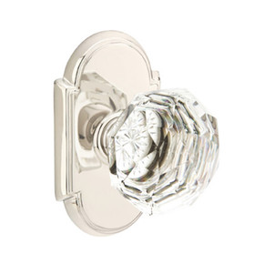 Emtek 8058-CK-US14 Diamond Crystal Door Knob Dummy Set With #8 Rosette Polished Nickel