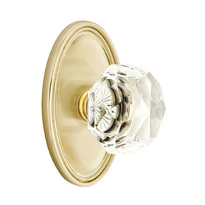 Emtek 8520-CK-US4 Diamond Crystal Door Knob Dummy Set With Oval Rosette Satin Brass