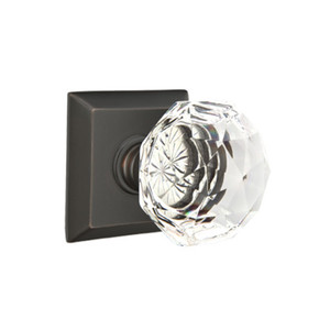 Emtek 8531-CK-US10B Diamond Crystal Door Knob Dummy Set With Quincy Rosette Oil Rubbed Bronze