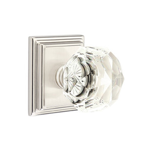 Emtek 8561-CK-US15 Diamond Crystal Door Knob Dummy Set With Wilshire Rosette Satin Nickel