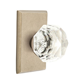 Emtek 7104-CK-TWB Diamond Crystal Door Knob Passage Set With Sandcast Bronze #3 Rosette Tumbled White Bronze