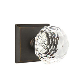 Emtek 7111-CK-MB Diamond Crystal Door Knob Passage Set With Sandcast Bronze #6 Rosette Medium Bronze